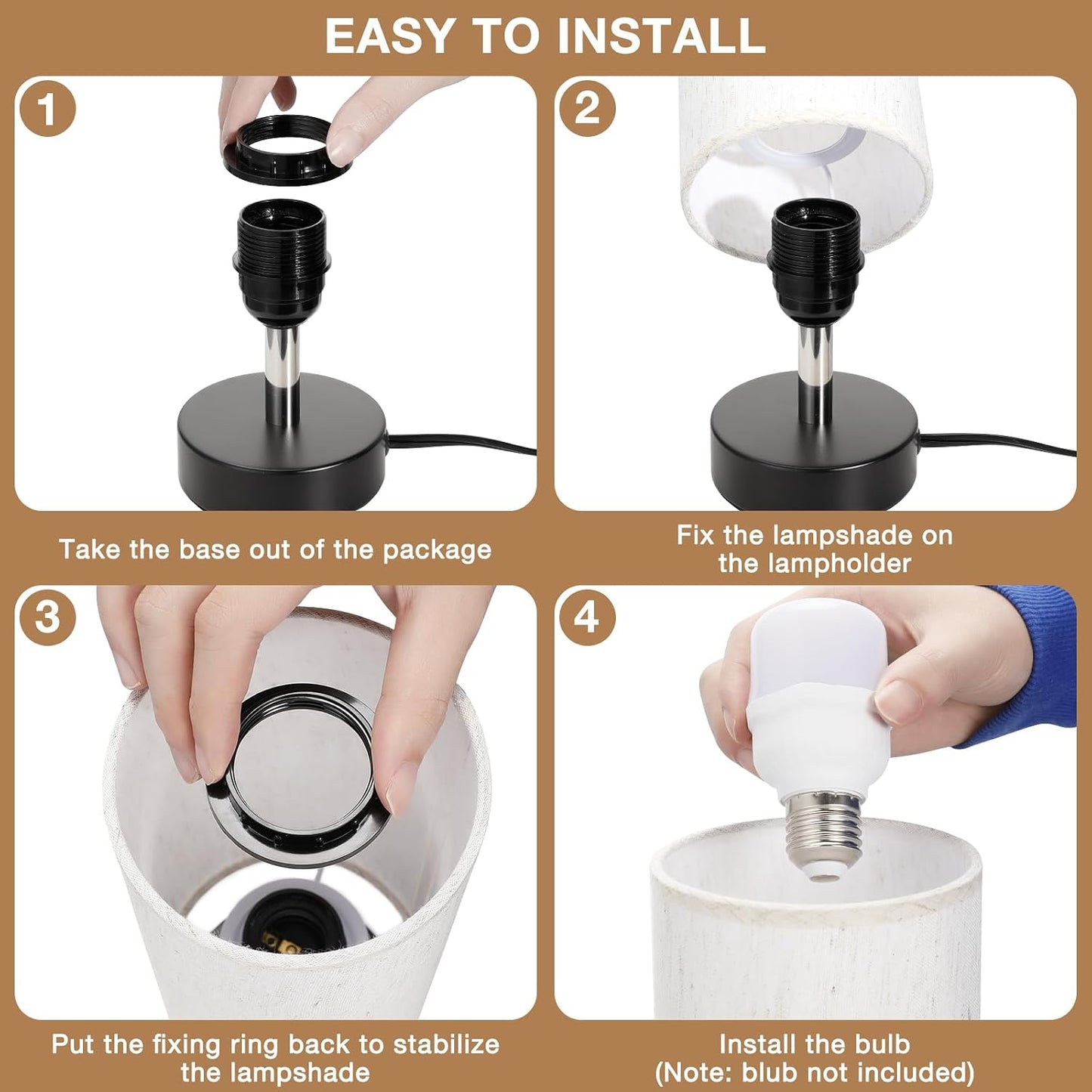 Pequeña lámpara de mesa de noche – lámpara minimalista para mesita de noche y escritorio, para dormitorio, sala de estar, oficina y dormitorio universitario.