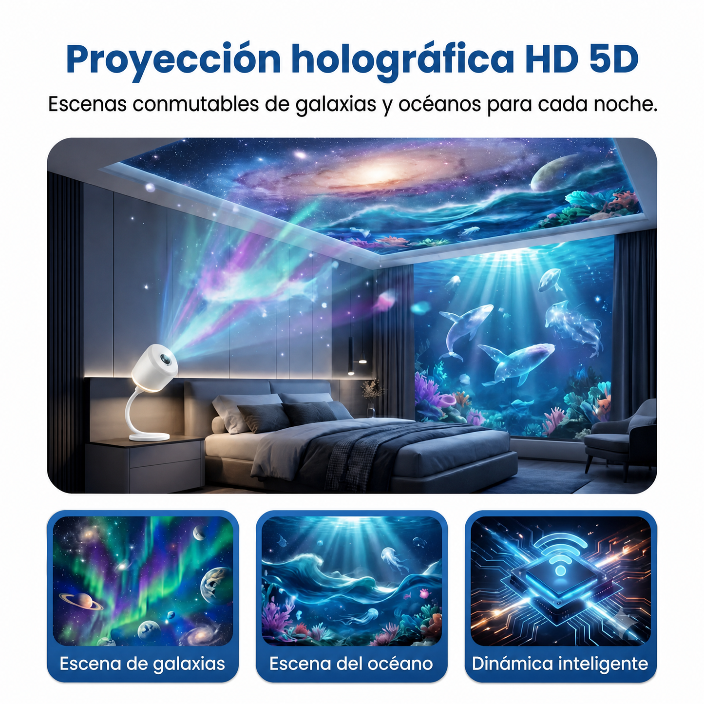 30% DE DESCUENTO🎁 PKNEW® 🎁 Proyector Ambiental 360° de Galaxia y Olas del Océano🎁