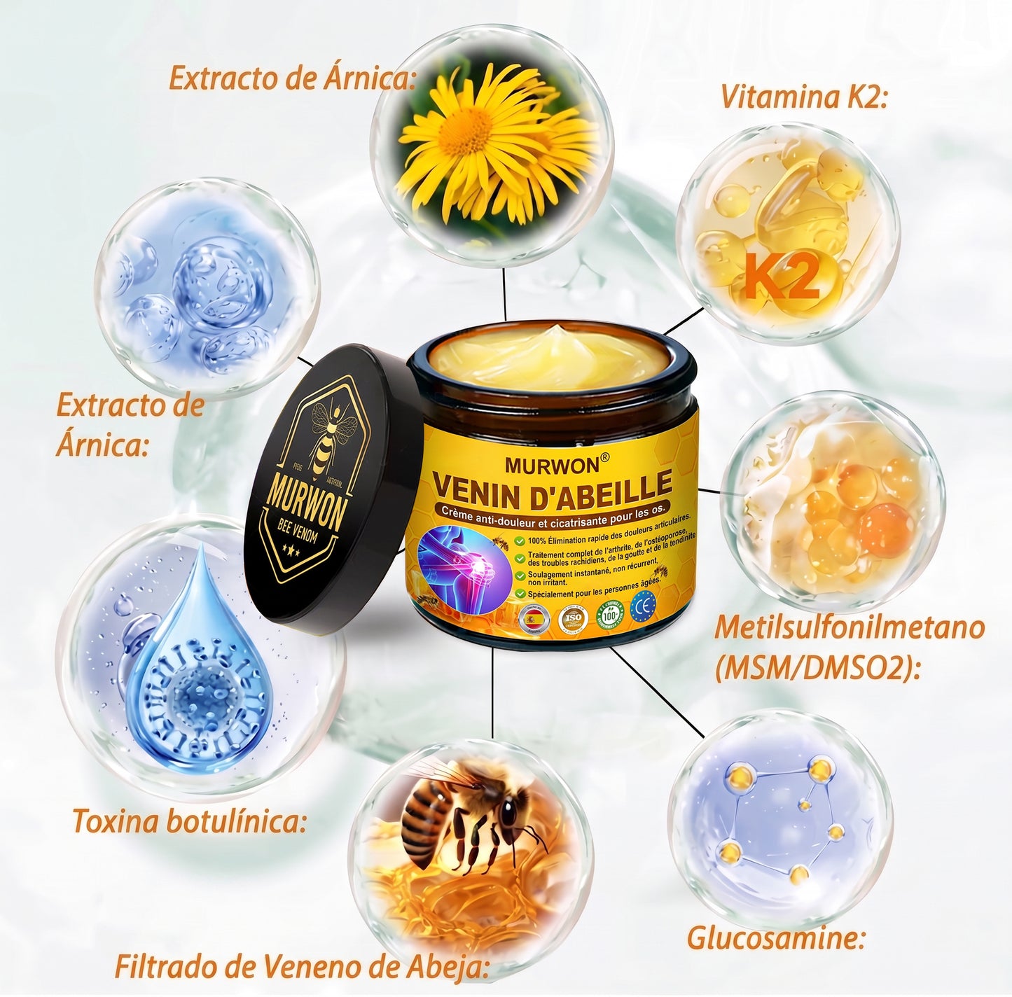 30 % de réduction 🎁🎁 | Crème 𝐌𝐔𝐑𝐖𝐎𝐍® au venin d’abeille pour soulager les douleurs et favoriser le bien-être articulaire ✨✨✨ (Spécialement pour les seniors)