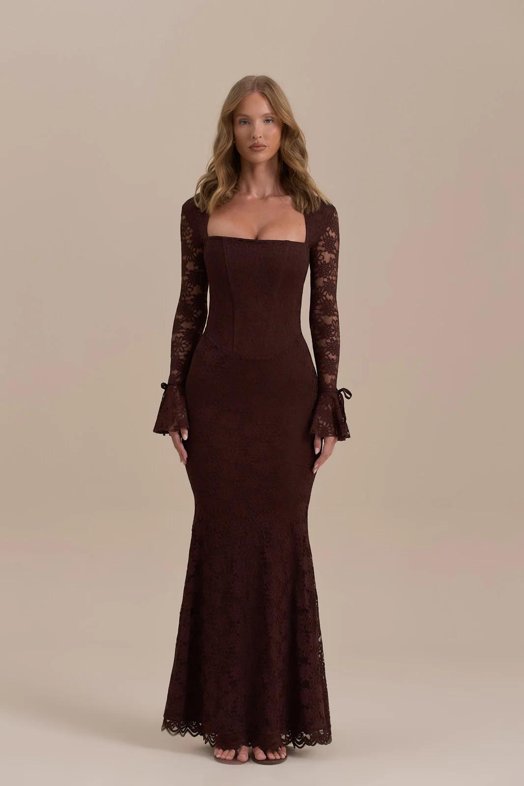 El vestido largo de sirena de encaje
