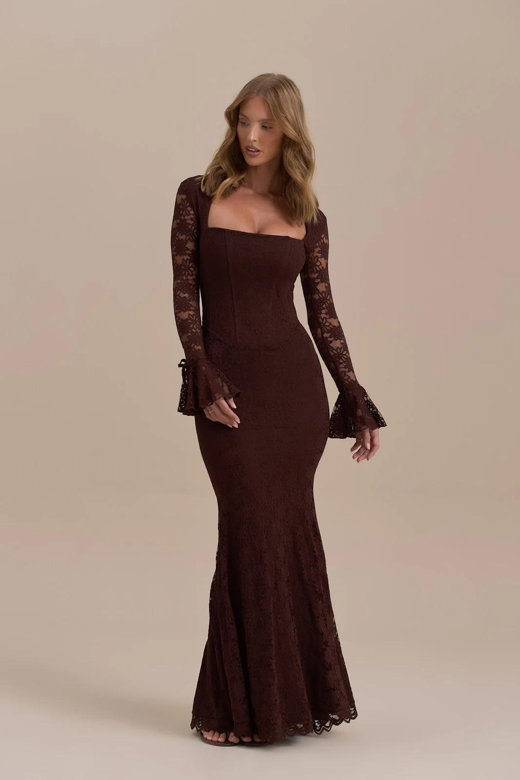 El vestido largo de sirena de encaje