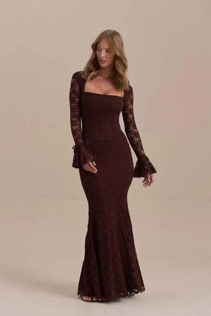 El vestido largo de sirena de encaje
