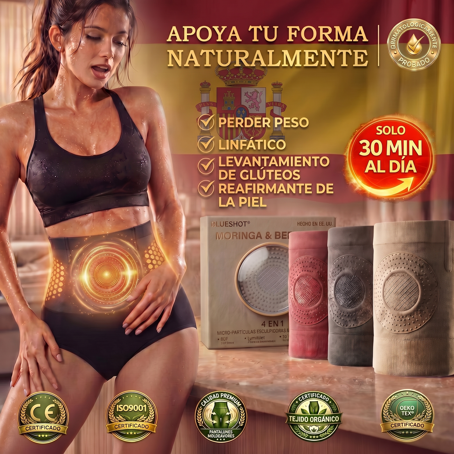 Boutique Oficial de la Marca💜𝑩𝑳𝑼𝑬𝑺𝑯𝑶𝑻® 2026 – Pantalones Cortos 4 en 1 con Micro-Partículas de Moringa & Berberina para Moldear y Quemar Grasa