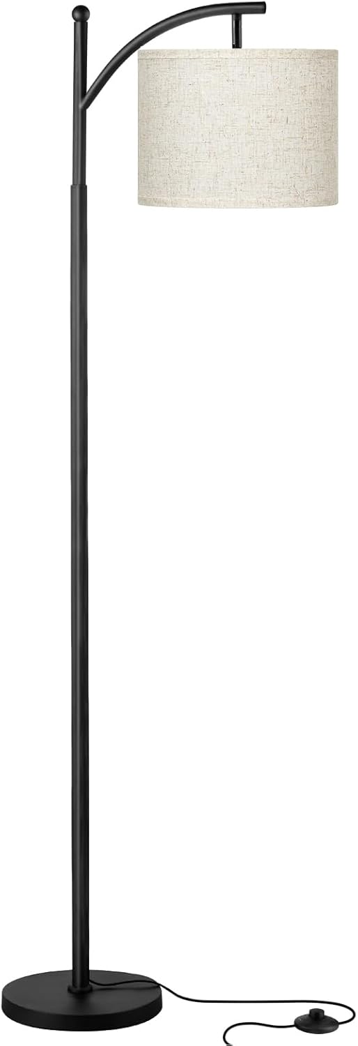 Lámpara de pie alta con 3 temperaturas de color – pantalla de lino ajustable, 60", para sala de estar, dormitorio, oficina y dormitorio universitario, bombilla incluida, color beige y negro.
