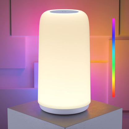 Lámpara de mesita de noche LED táctil – luz nocturna RGB regulable para la decoración del dormitorio y la sala de estar, regalo para mujeres y madres.