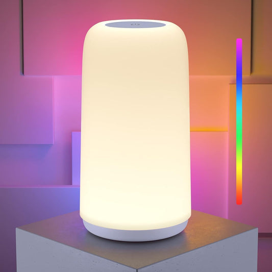 Lámpara de mesita de noche LED táctil – luz nocturna RGB regulable para la decoración del dormitorio y la sala de estar, regalo para mujeres y madres.