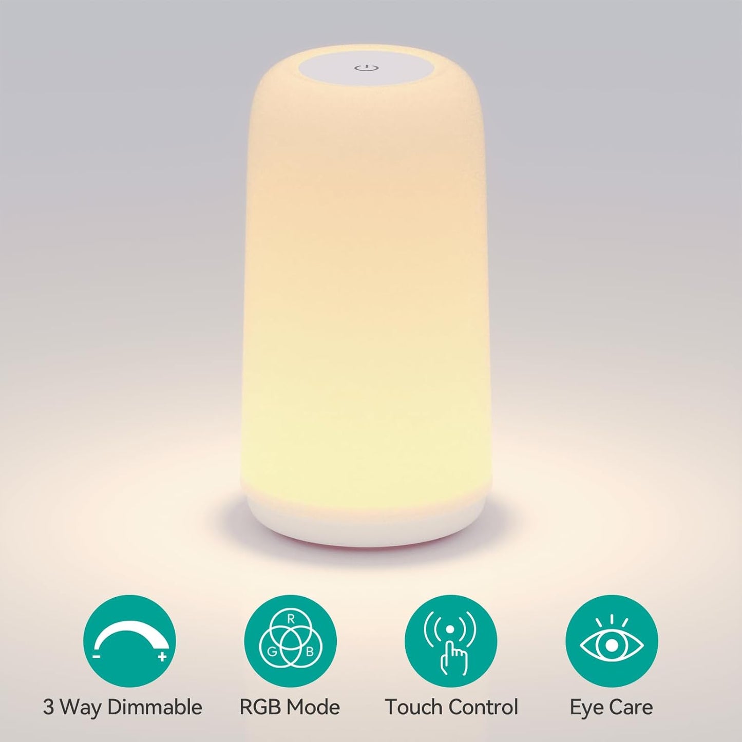Lámpara de mesita de noche LED táctil – luz nocturna RGB regulable para la decoración del dormitorio y la sala de estar, regalo para mujeres y madres.