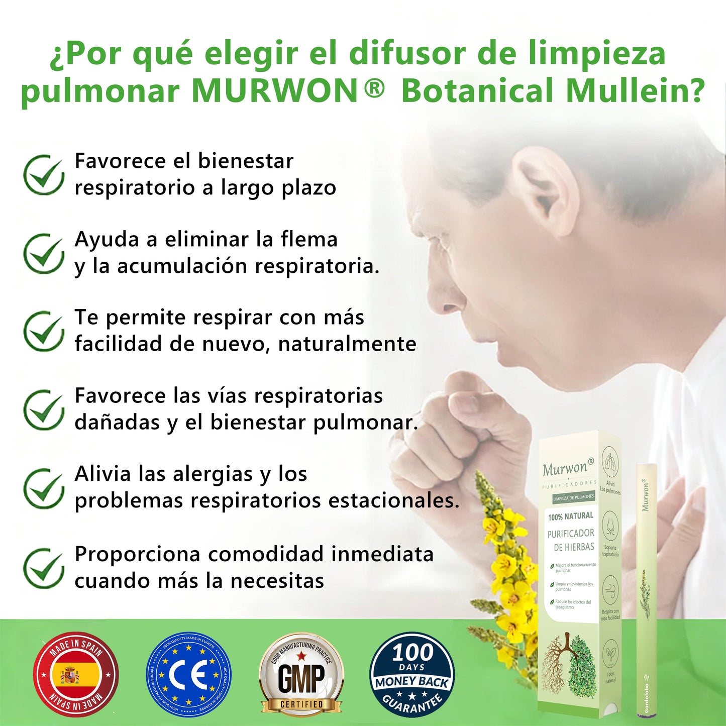 𝐓𝐢𝐞𝐧𝐝𝐚 𝐨𝐟𝐢𝐜𝐢𝐚𝐥 🍈𝐌𝐮𝐫𝑤𝗈𝒏® Difusor Botánico de Mullein para Limpieza de Pulmones (🫁 Tos, faringitis, dificultad para respirar, flema, congestión nasal, bronquitis, síntomas alérgicos, malestar pulmonar)1🎉🎉