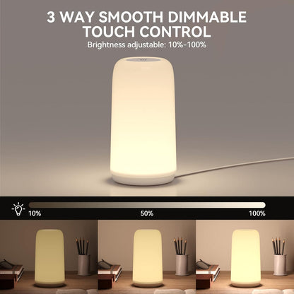 Lámpara de mesita de noche LED táctil – luz nocturna RGB regulable para la decoración del dormitorio y la sala de estar, regalo para mujeres y madres.