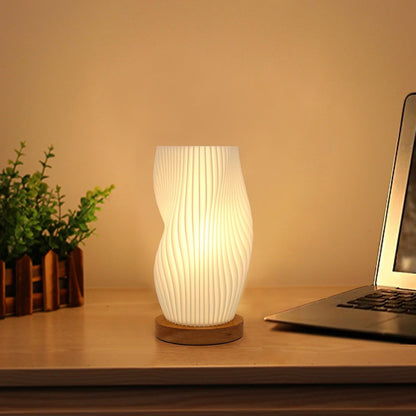 Lámpara de mesa pequeña – luz nocturna de mesita de noche con rayas vintage, mini lámpara para dormitorio, sala de estar, oficina y dormitorio universitario, luz cálida.