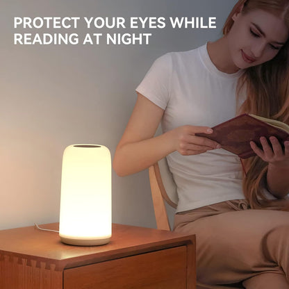 Lámpara de mesita de noche LED táctil – luz nocturna RGB regulable para la decoración del dormitorio y la sala de estar, regalo para mujeres y madres.