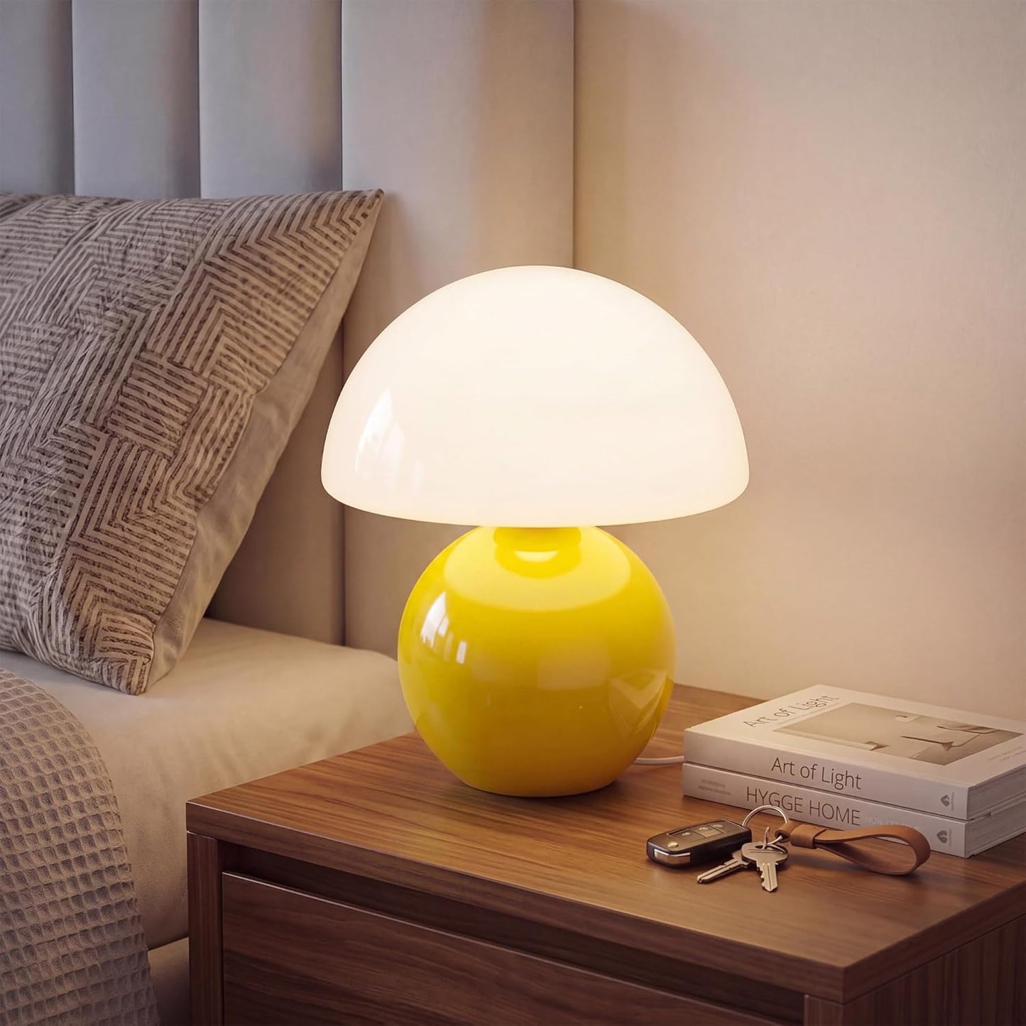 Lámpara de mesa para dormitorio, lámpara de mesita de noche con efecto de cristal agrietado (ice crackle), pequeña lámpara moderna para mesita de noche, adecuada para sala de estar, lámpara de escritorio estética de estilo mid-century.