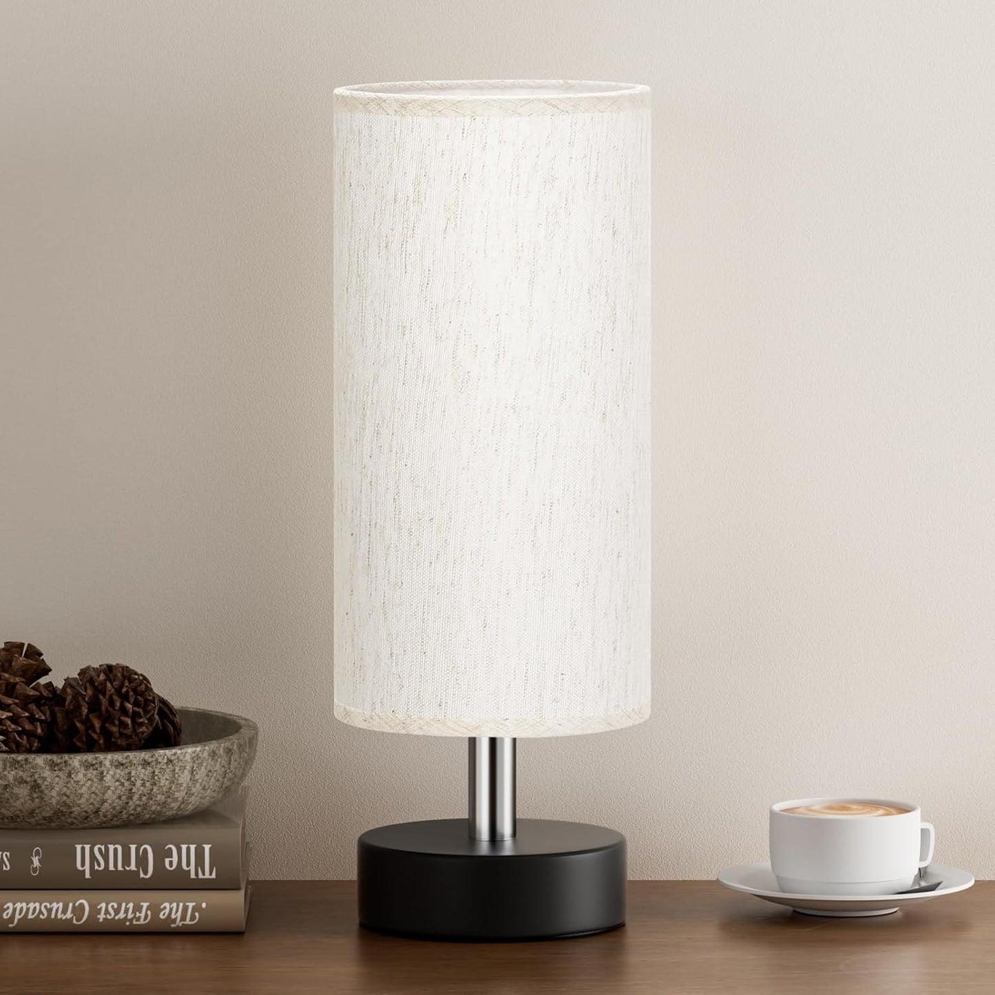 Pequeña lámpara de mesa de noche – lámpara minimalista para mesita de noche y escritorio, para dormitorio, sala de estar, oficina y dormitorio universitario.