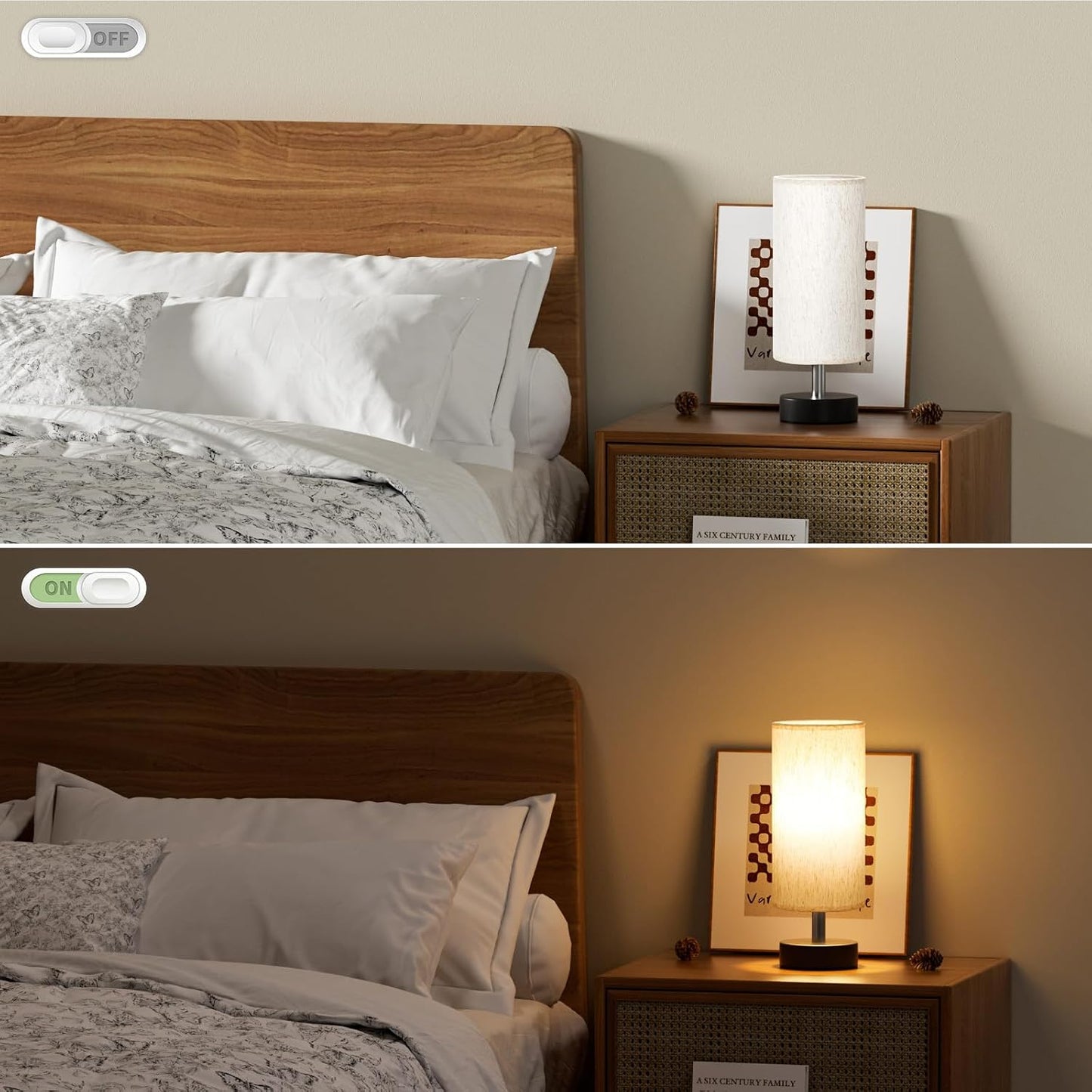 Pequeña lámpara de mesa de noche – lámpara minimalista para mesita de noche y escritorio, para dormitorio, sala de estar, oficina y dormitorio universitario.