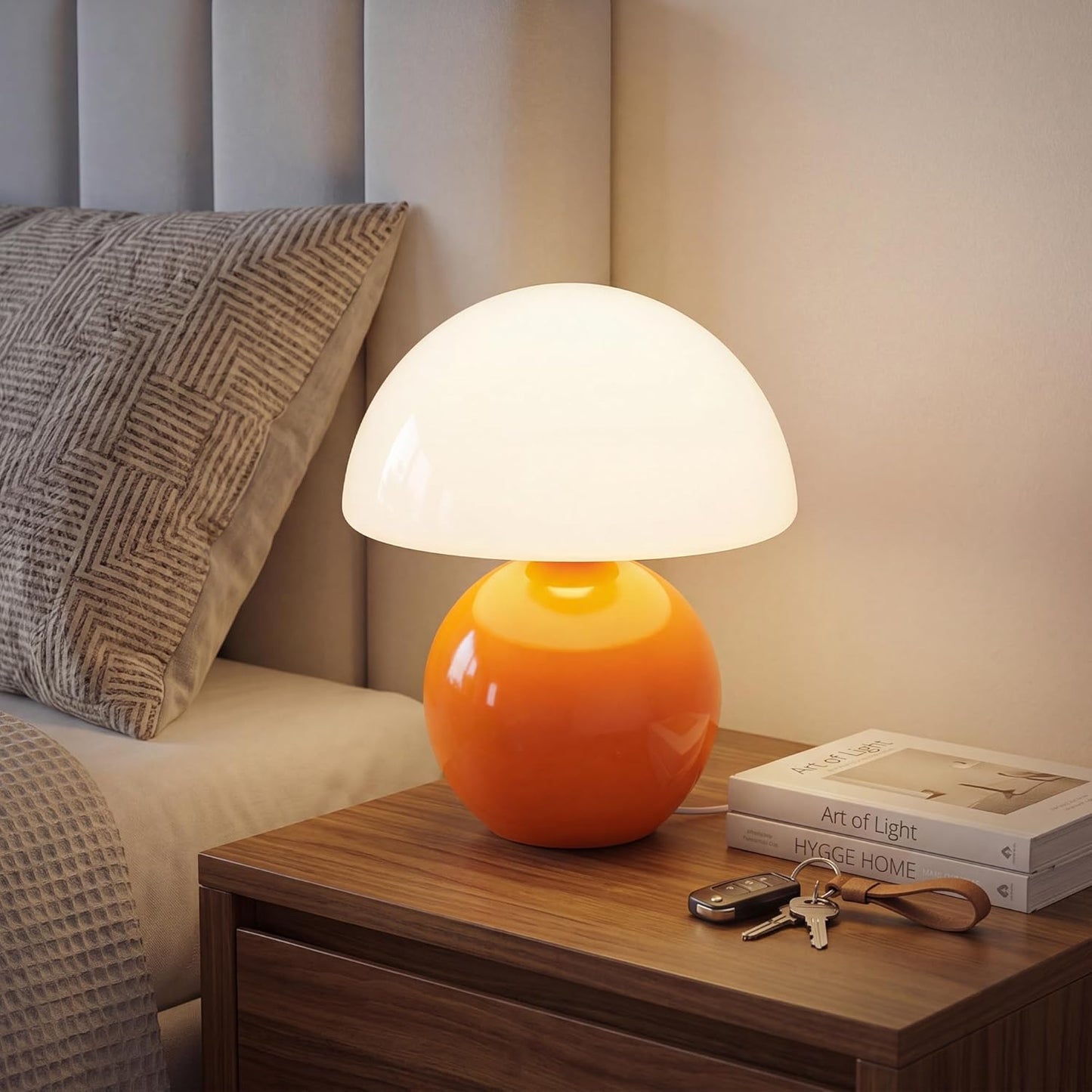 Lámpara de mesa para dormitorio, lámpara de mesita de noche con efecto de cristal agrietado (ice crackle), pequeña lámpara moderna para mesita de noche, adecuada para sala de estar, lámpara de escritorio estética de estilo mid-century.