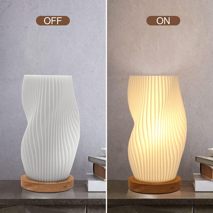 Lámpara de mesa pequeña – luz nocturna de mesita de noche con rayas vintage, mini lámpara para dormitorio, sala de estar, oficina y dormitorio universitario, luz cálida.
