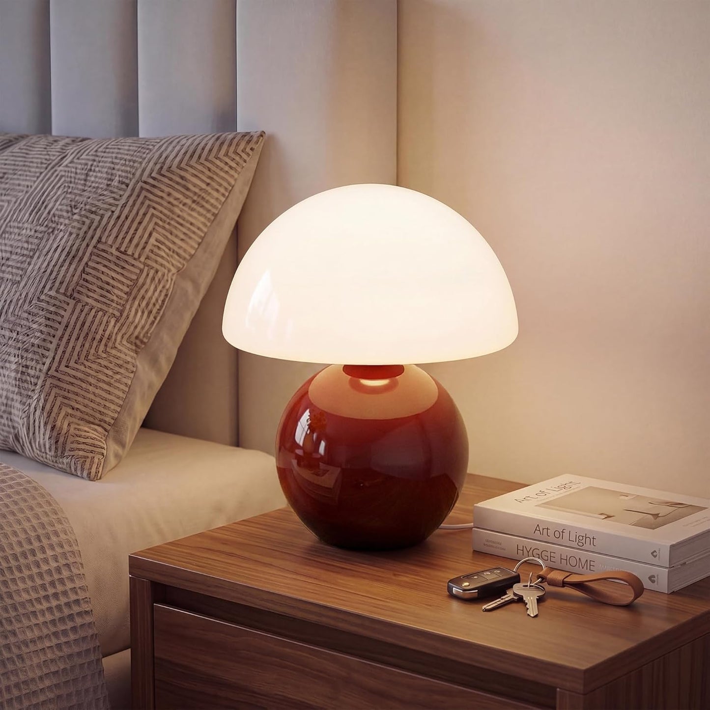 Lámpara de mesa para dormitorio, lámpara de mesita de noche con efecto de cristal agrietado (ice crackle), pequeña lámpara moderna para mesita de noche, adecuada para sala de estar, lámpara de escritorio estética de estilo mid-century.