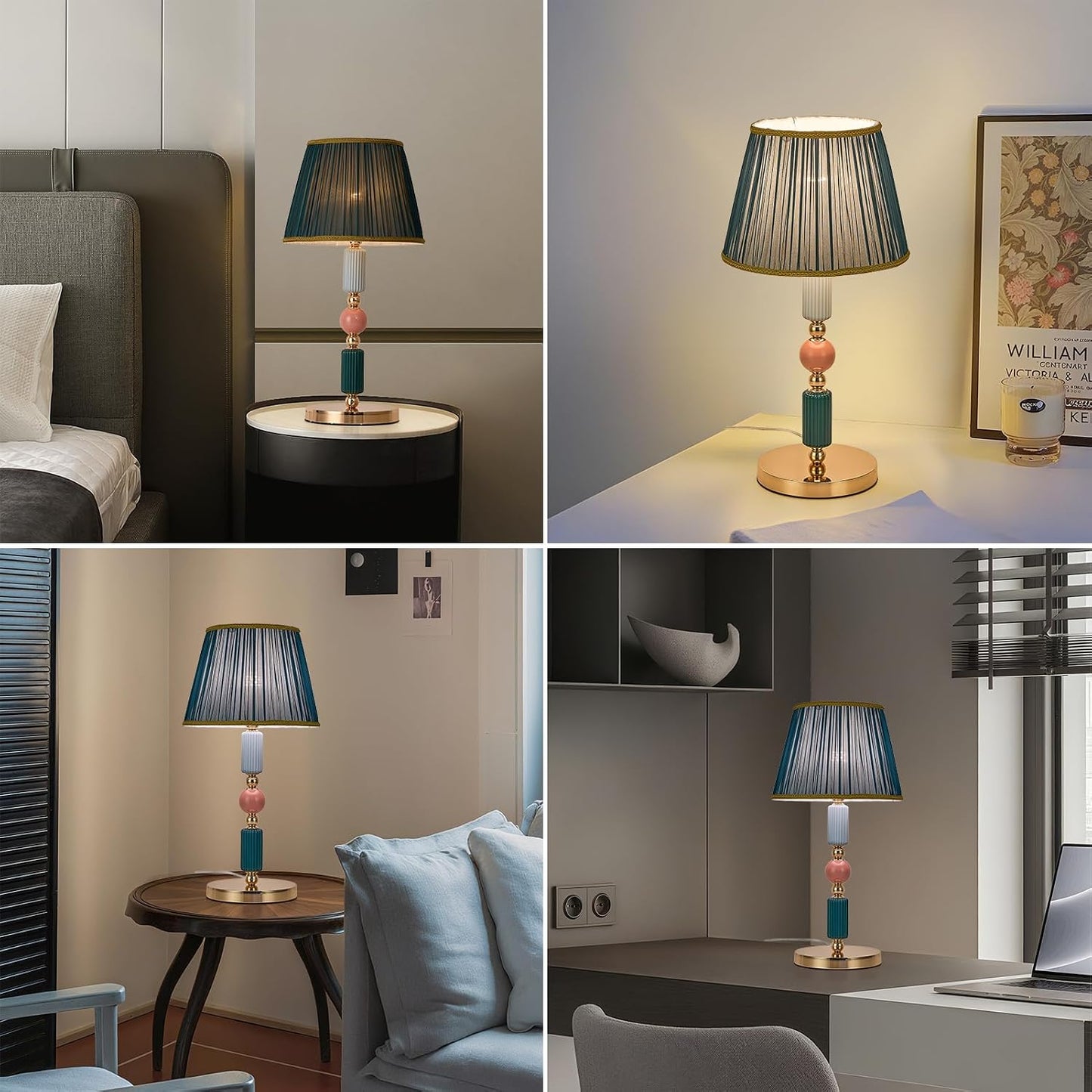 Lámpara de mesa moderna con pantalla de vidrio blanco lechoso y base metálica, lámpara de escritorio con cable y interruptor, adecuada para dormitorio y sala de estar.